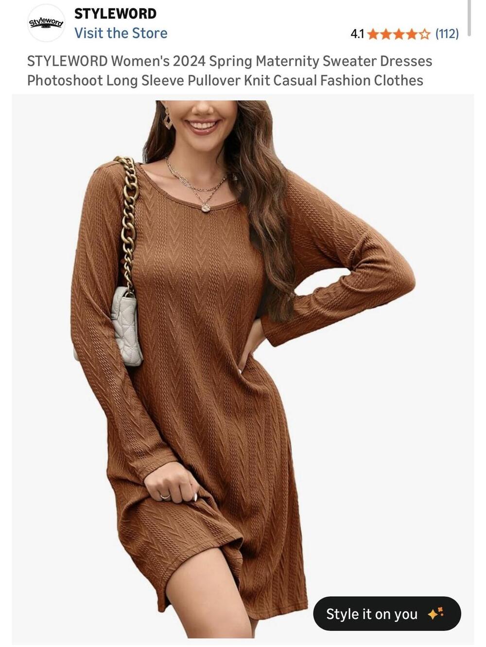 STYLEWORD Women's Spring Maternity Sweater Dress Long Sleeve Pullover Knit